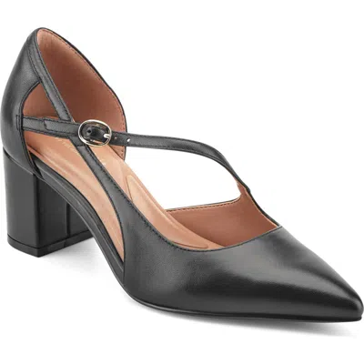 Easy Spirit Women's Nerina Eflex Leather D'orsay Asymmetrical Pumps In Black