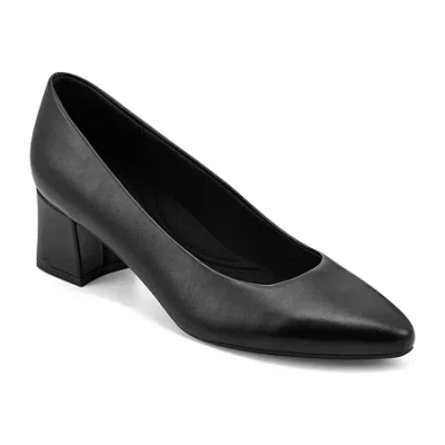 Easy Spirit Nicole Womens Round Block Heel Pumps In Black