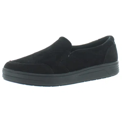 Easy Spirit Nutmeg Womens Leather Slip On Sneakers In Black