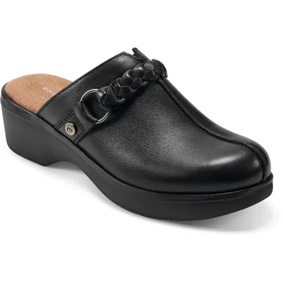 Easy Spirit Penelope Womens Leather Mules Clogs In Black Leather