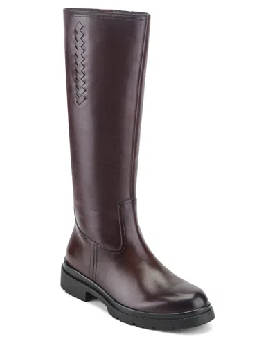 Easy Spirit Petulla Wide Calf Knee High Block Heel Riding Boots In Brown