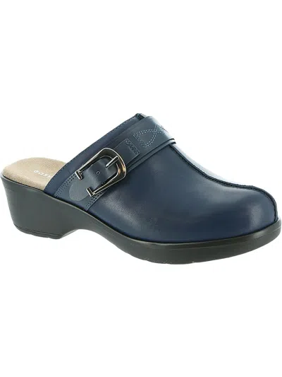Easy Spirit Pine Womens Leather Slip On Clogs In Blue