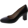 Easy Spirit Priscila Womens Faux Leather Round Toe Block Heels In Black