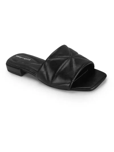 Easy Spirit Quincie Womens Leather Open Toe Slide Sandals In Black