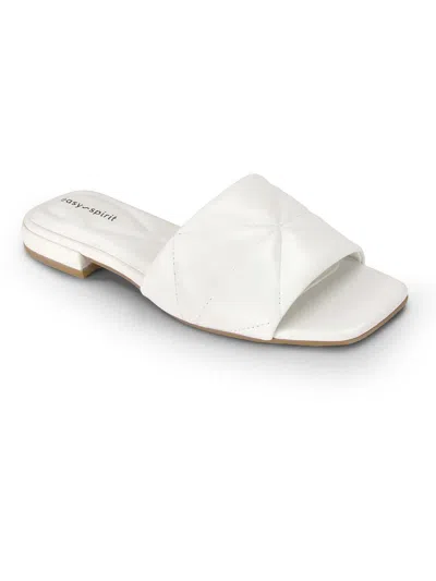 Easy Spirit Quincie Womens Leather Open Toe Slide Sandals In White