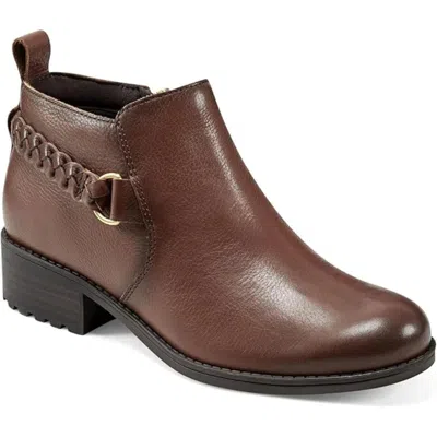 Easy Spirit Roslyn Boots Women's Brown Leather Block Heel Bootie Lion267
