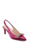 Easy Spirit Roxanne Slingback Pointed Toe Pump In Dark Pink Satin