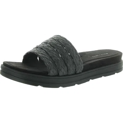 Easy Spirit Salma Womens Woven Padded Insole Slide Sandals In Black