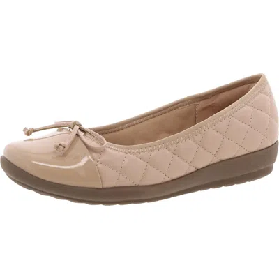 Easy Spirit Seadrina Womens Quilted Faux Leather Ballet Flats In Brown
