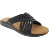 Easy Spirit Seeley Womens Faux Leather Woven Slide Sandals In Black