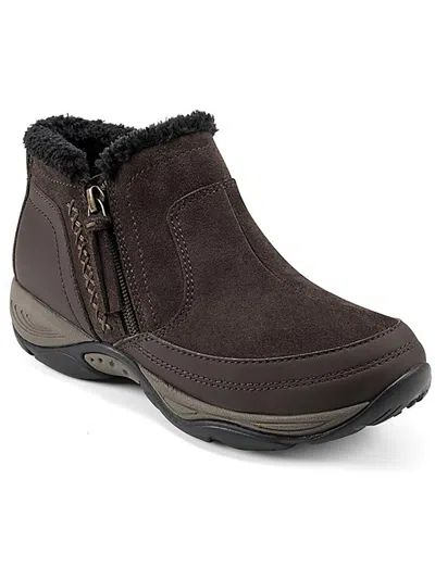Easy Spirit Seepic Womens Leather Side Zipper Booties In Brown
