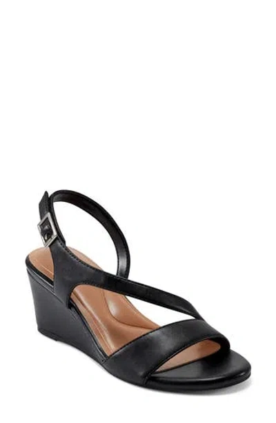 Easy Spirit Sezoe Faux Leather Wedge Sandal In Black