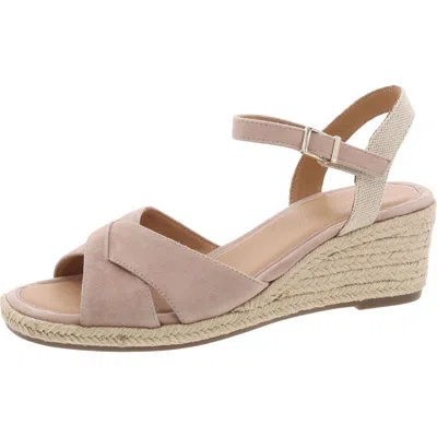 Easy Spirit Shandra Womens Suede Open Toe Wedge Sandals In Beige