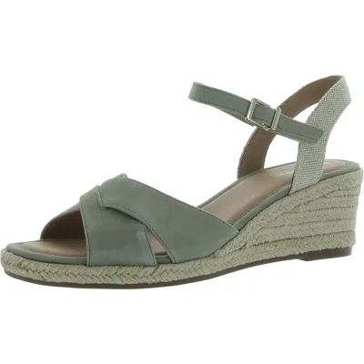 Easy Spirit Shandra Womens Suede Open Toe Wedge Sandals In Green