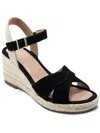 Easy Spirit Women's Shandra Ankle Strap Round Toe Wedge Sandals In Black