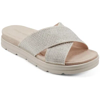 Easy Spirit Shanya Womens Embellished Open Toe Flatform Sandals In Brown