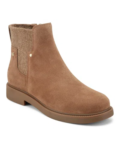 Easy Spirit Sidra Suede Chelsea Booties In Brown