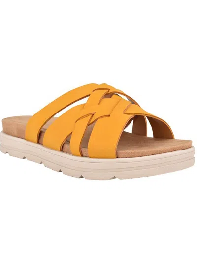 Easy Spirit Star Womens Strappy Open Toe Flat Sandals In Yellow