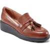 Easy Spirit Womens Two Tone Manmade Loafers In Brown