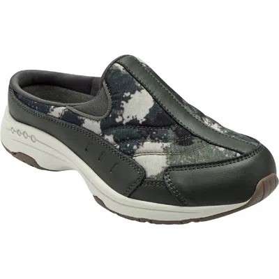 Easy Spirit Travel Time 539 Womens Leather Slip On Clogs In Green