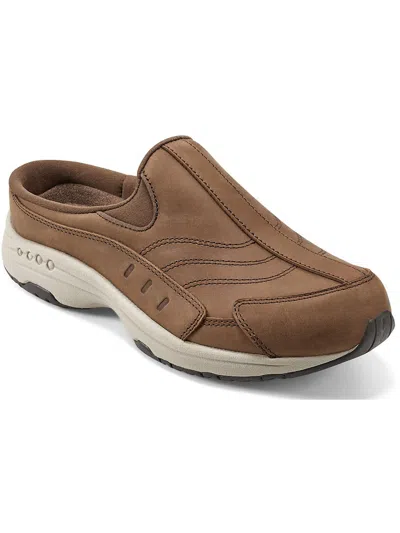Easy Spirit Travel Time 698 Womens Suede Casual Mules In Brown Leather
