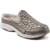 Easy Spirit Travel Time 730 Womens Animal Print Leather Slip-on Sneakers In Pewter Leopard