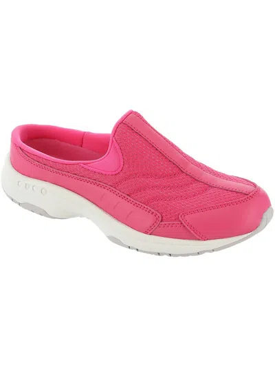 Easy Spirit Travel Time 90 Womens Suede Slip On Walking Shoes In Pink