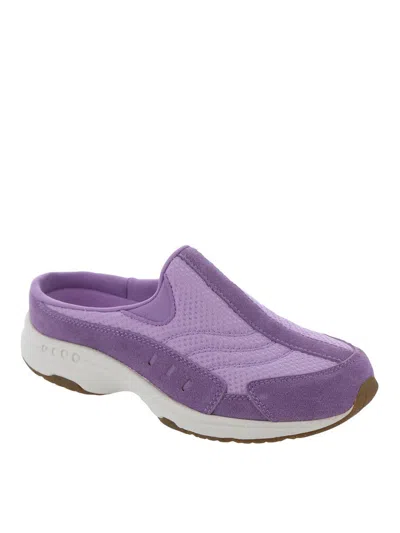 Easy Spirit Travel Time 90 Womens Suede Slip On Walking Shoes In Purple