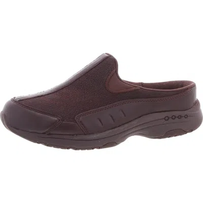 Easy Spirit Travel Time Womens Padded Insole Leather Slip-on Sneakers In Dark Brown Leather