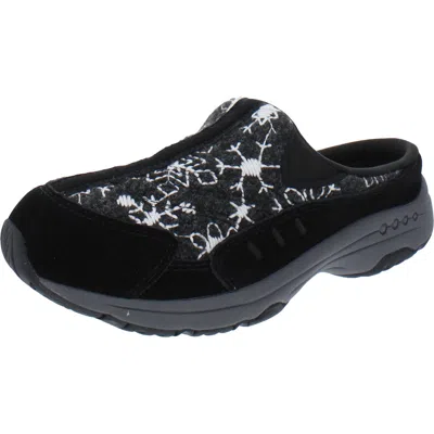 Easy Spirit Travel Time Womens Suede Snowflake Slip-on Sneakers In Black