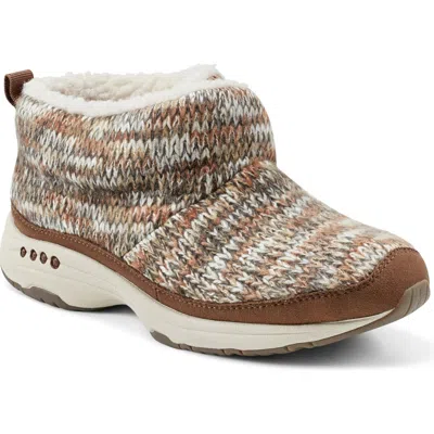 Easy Spirit Women's Trippin Cozy Ankle Booties In Brown Knit Multi