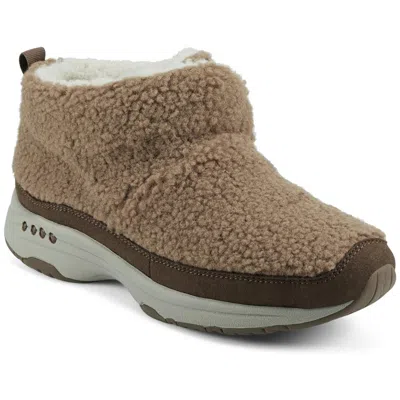 Easy Spirit Trippin Womens Faux Fur Cozy Ankle Boots In Light Brown/chestnut
