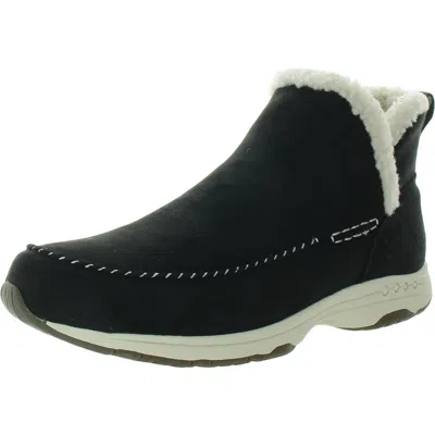 Easy Spirit Tuva 2 Womens Faux Fur Faux Suede Shearling Boots In Black