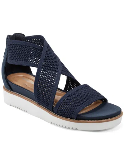 Easy Spirit Wander 2 Womens Knit Open Toe Platform Sandals In Blue