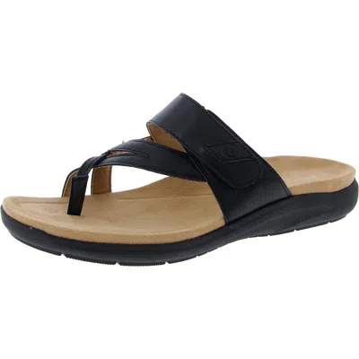 Easy Spirit Wilamena Womens Toe Loop Faux Leather Flip-flops In Black