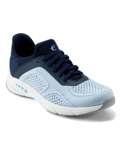 Easy Spirit Women's Adira Soeasy Lightweight Knit Slip-on Sneakers In Light Blue,navy