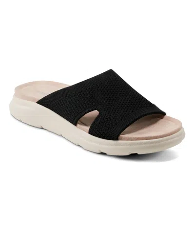 Easy Spirit Women's Amari Sporty Flat Slide Sandals In Black