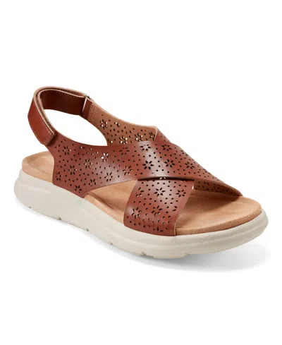 Easy Spirit Women's Amiya Crisscross Lightweight Flat Sandals In Cognac