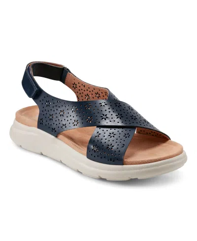 Easy Spirit Women's Amiya Crisscross Lightweight Flat Sandals In Dark Blue