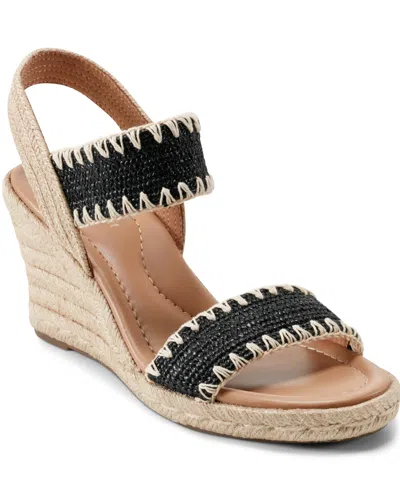 Easy Spirit Women's Ariella Espadrille Wedge Sandals In Black,natural