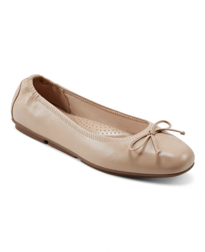 Easy Spirit Women's Baily Slip-on Bow Detail Casual Ballet Flats In Medium Natural Leather