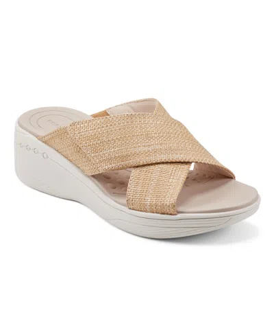 Easy Spirit Women's Bindie Slip-on Open Toe Casual Sandals In Light Natural