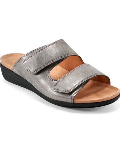Easy Spirit Women's Bowen Double Band Low Wedge Sandals In Pewter