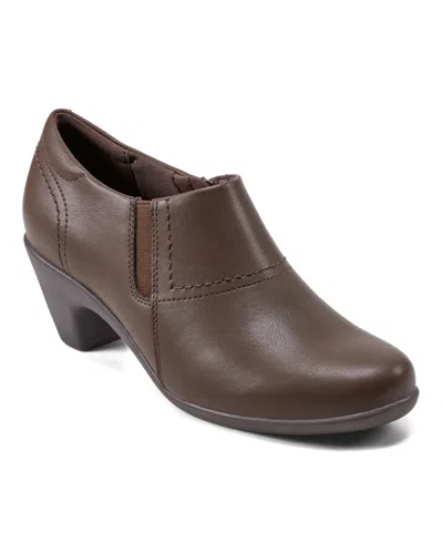 Easy Spirit Women's Caine Side Zipper Round Toe Shooties In Dark Brown
