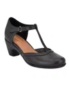 Easy Spirit Women's Cara T-strap Heels In Black Leather