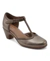 Easy Spirit Cara Womens Suede Slip On T-strap Heels In Bronze Leather