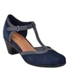 Easy Spirit Cara Womens Suede Slip On T-strap Heels In Navy Suede