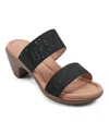 Easy Spirit Women's Crista Slip-on Round Toe Heeled Sandals In Black Nubuck