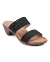 Easy Spirit Women's Crista Slip-on Round Toe Heeled Sandals In Black Nubuck