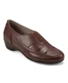 Easy Spirit Women's Daisie Cutout Slip-on Flats In Brown Leather